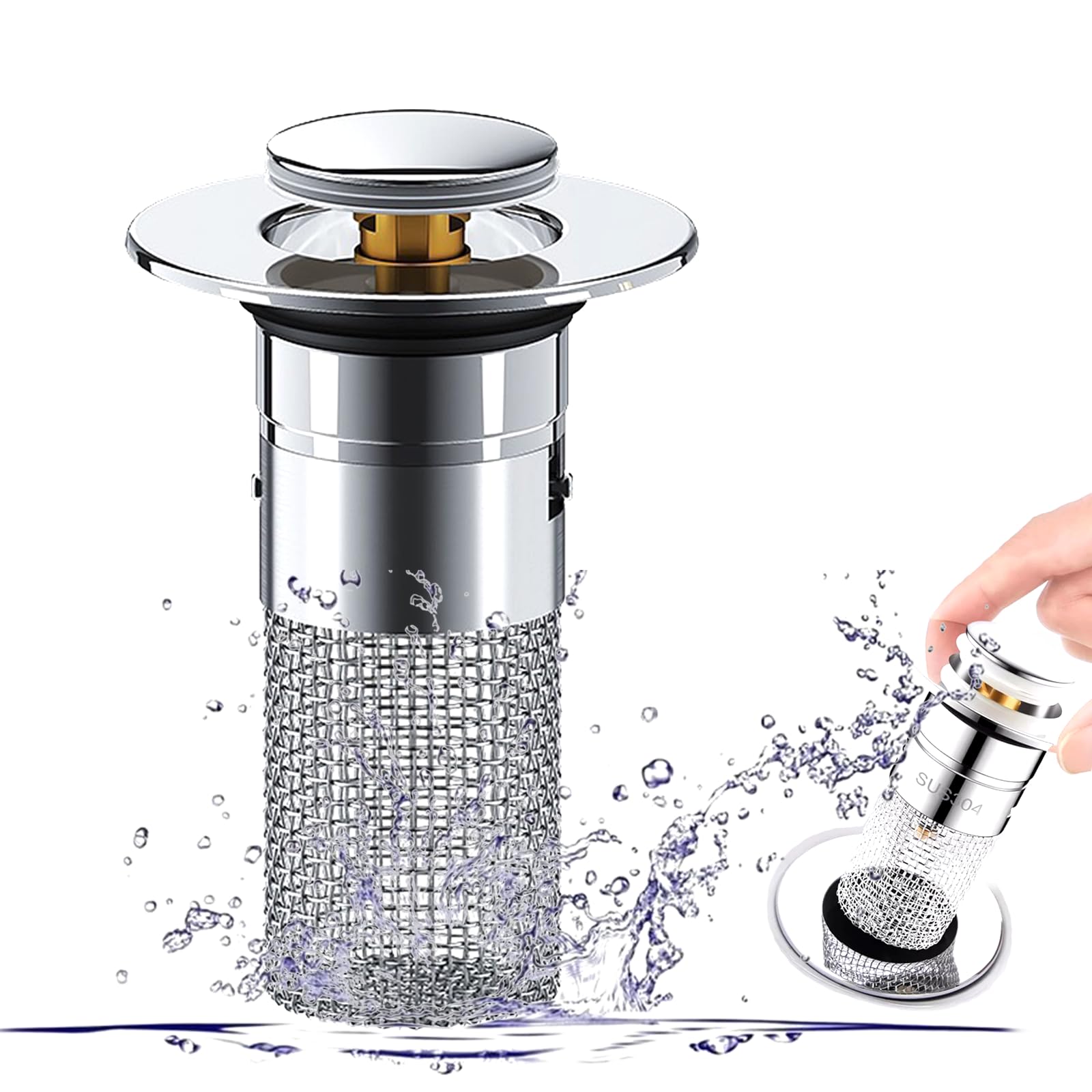 Rozin Waschbecken Abflusssieb Bronze - Pop-Up Mit Überlauf