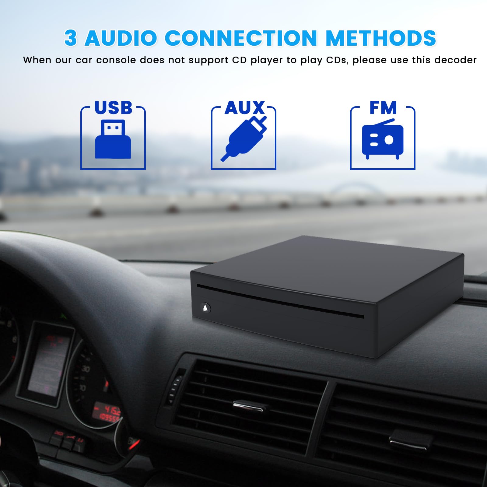 CD Player Auto USB Anschluss,USB 2.0-Schnittstelle Autoradio CD/DVD Dish Box Player Externe Stereoanlage,Externes Laufwerk für Laptop, PC, Fernseher, kompatibel mit Android Autoradio