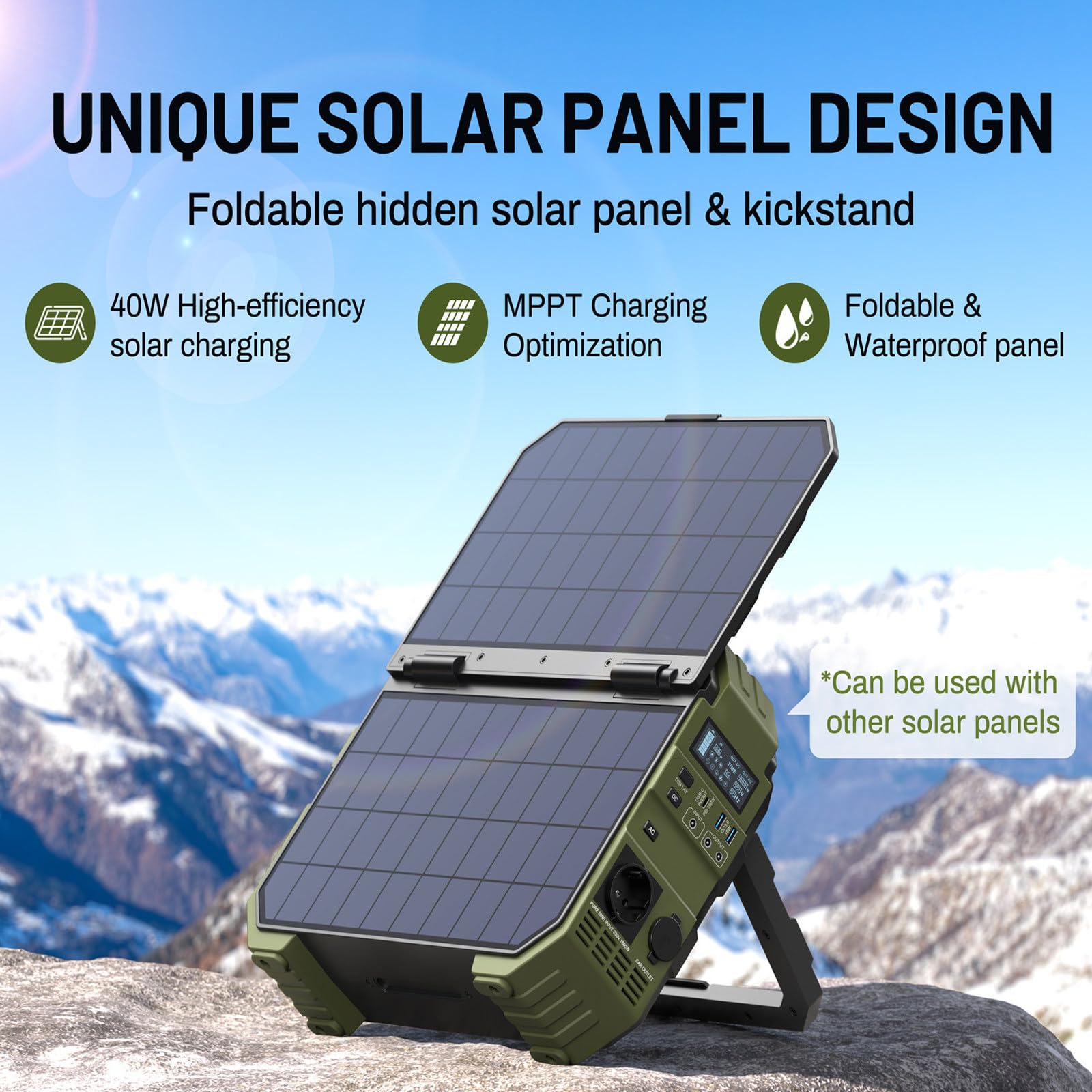 Station d'alimentation Portable De 1600 W avec Panneau Solaire Intégré,USB-C Pd De 100 W,Générateur Solaire pour Le Camping,L'alimentation De Secours à Domicile Et Les Situations d'urgence