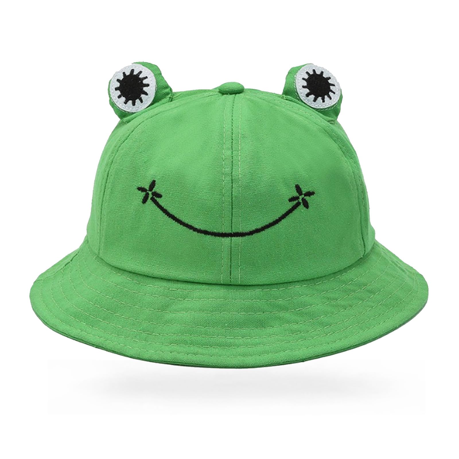 Qszhsl Unisex Green Frog Bucket Hat, Cute Cotton Bucket Sun Hat, Cute Cartoon Fisherman Cap, Frog Fisherman Hats, Cute Frog Hats, Packable Sun Hat, Outdoor Foldable Wide Brim Bucket Hats For Adult Women Girls