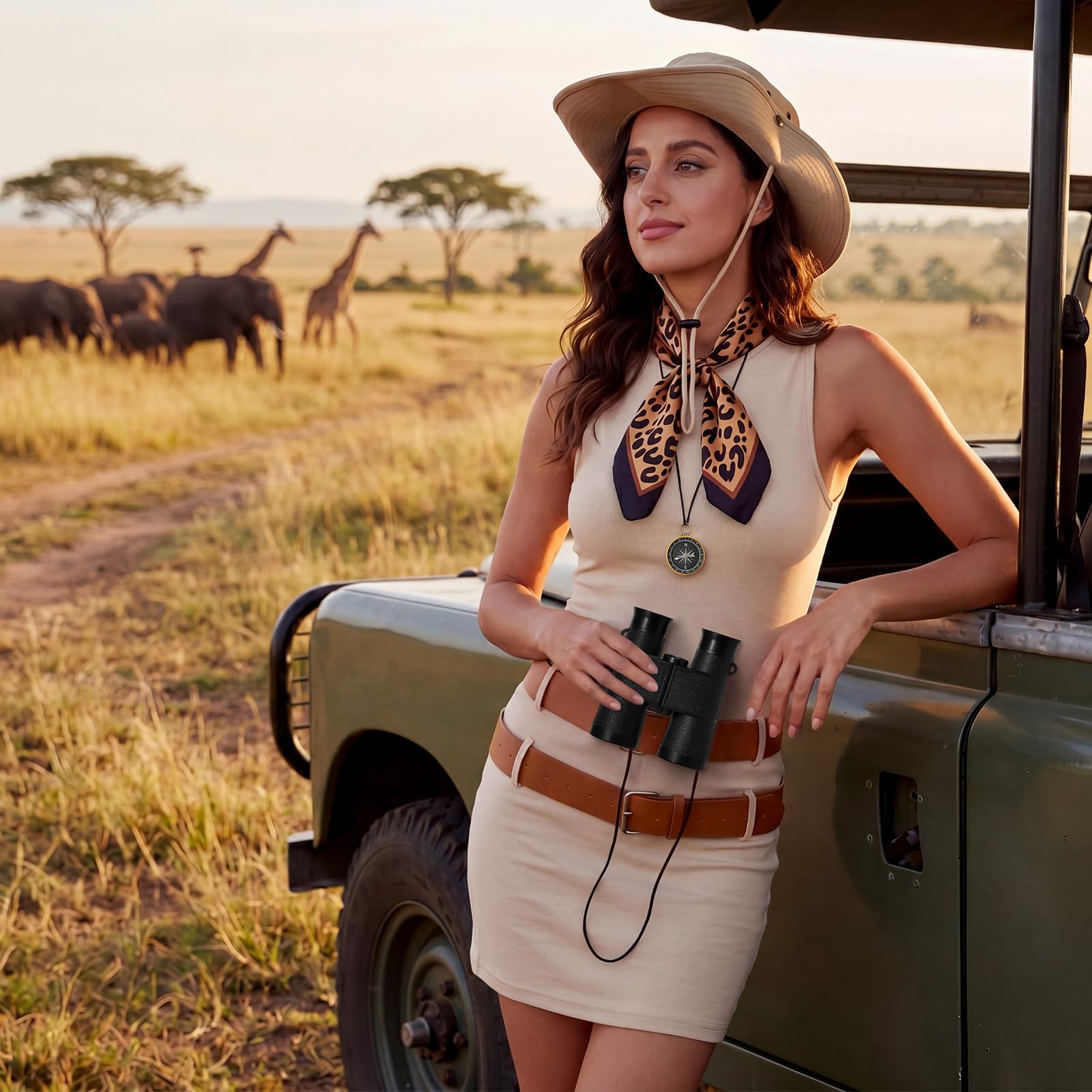 Twistover 5-teiliges Safari-Kostüm für Damen, Zoo-Keeper-Kostüm für Erwachsene, inklusive Safari-Hut, Outfit, Zubehör für Halloween, Cosplay