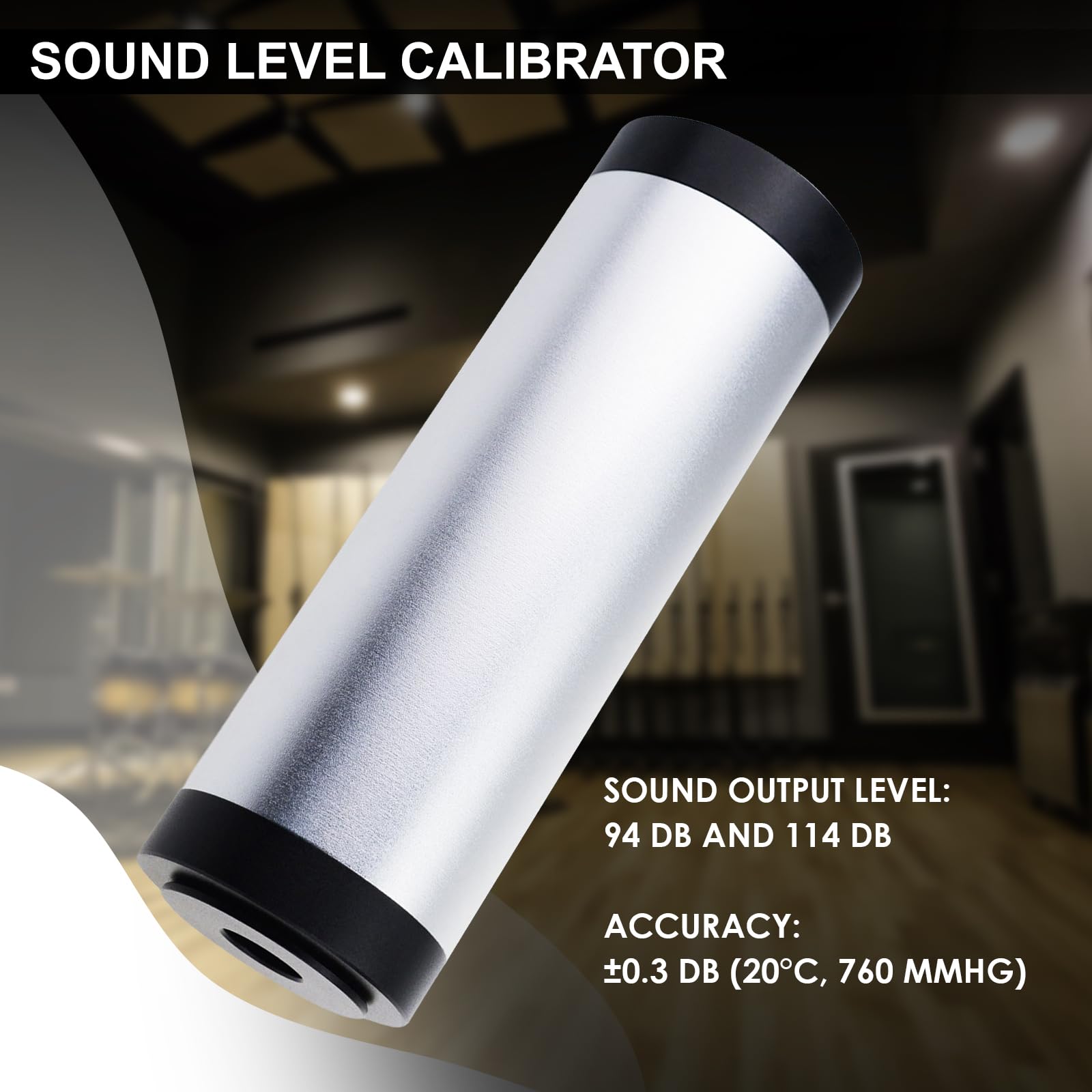 Calibratore portatile del livello sonoro, 94 dB e 114 dB ± 0,3 dB di precisione per la calibrazione dei misuratori di livello sonoro, microfoni da 1 "e 1/2" calibrazione del decibel del rumore
