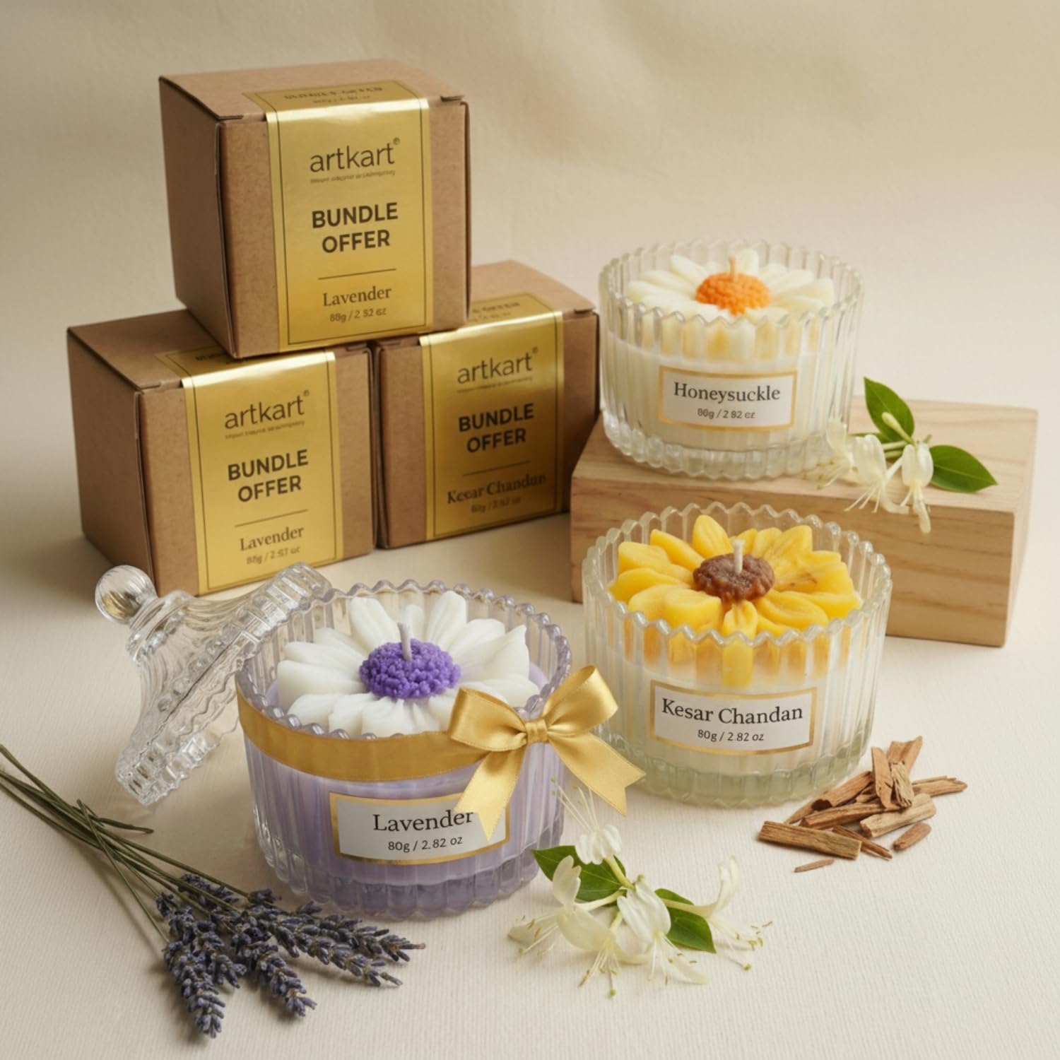 Scented Candle – Lumos Aromēa by Artkart | Luxury Triplet Candles | 80 Hr Burn | 140g | 100% Soy Wax | Non-Toxic, Memorable Gift (Triplet)