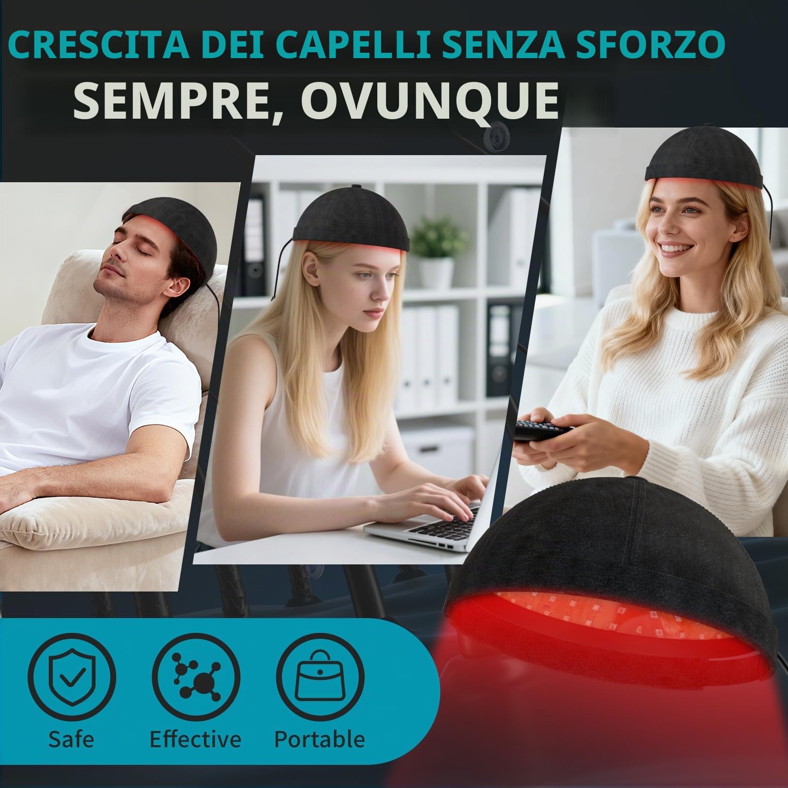 iKeener Casco Laser contro la Caduta dei Capelli, 236 Diodi Luce Rossa & Luce Blu Cappello LED per la Ricrescita dei Capelli Donne e Uomini, 5-60 Min Regolabile