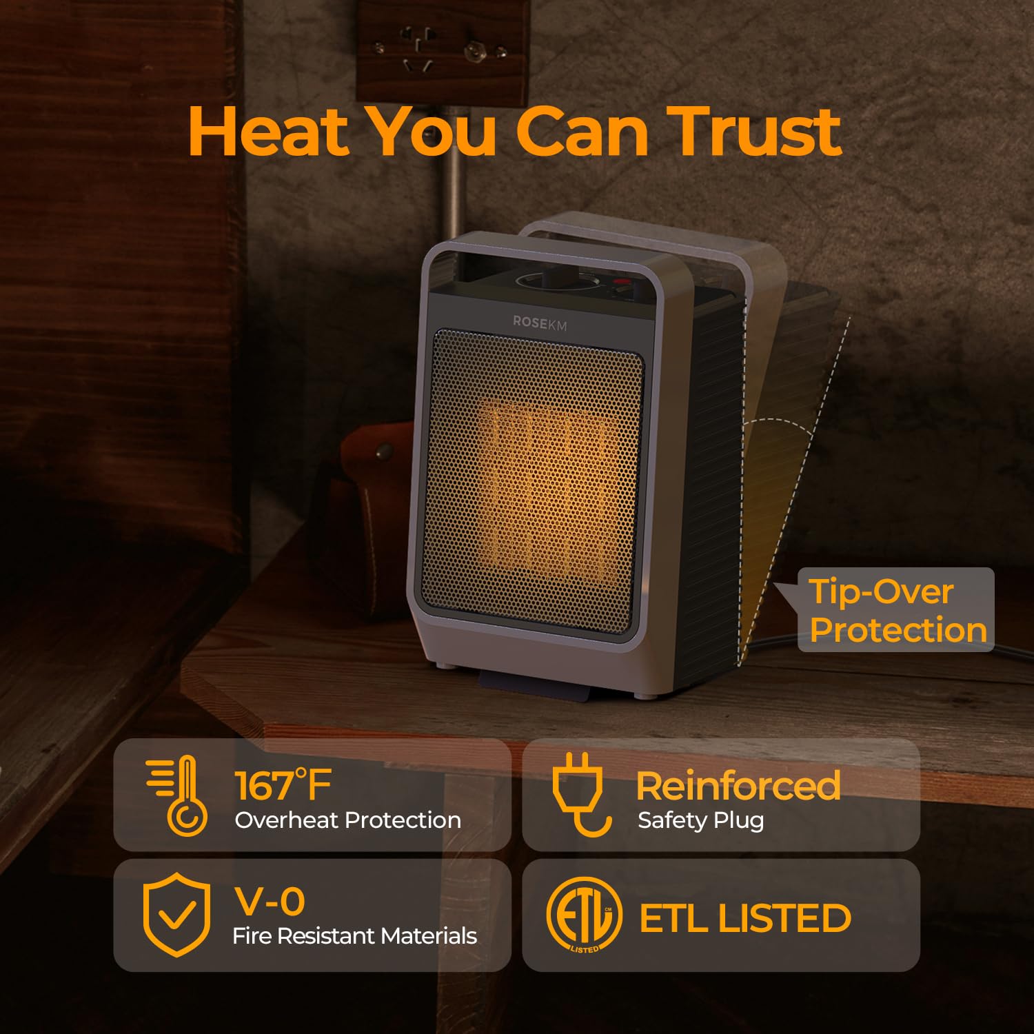 Calentadores de espacio para uso en interiores, calentador eléctrico portátil de 1500 W con termostato, calentador de cerámica para habitación, dormitorio, oficina, debajo del escritorio, con 3 3