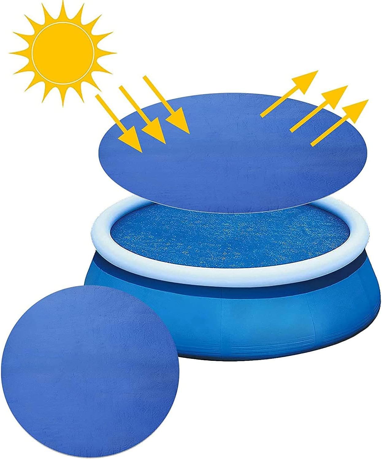 Solar Pool Cover, 8FT Round Swimming Pool Solar Cover Lazy Spa Thermal