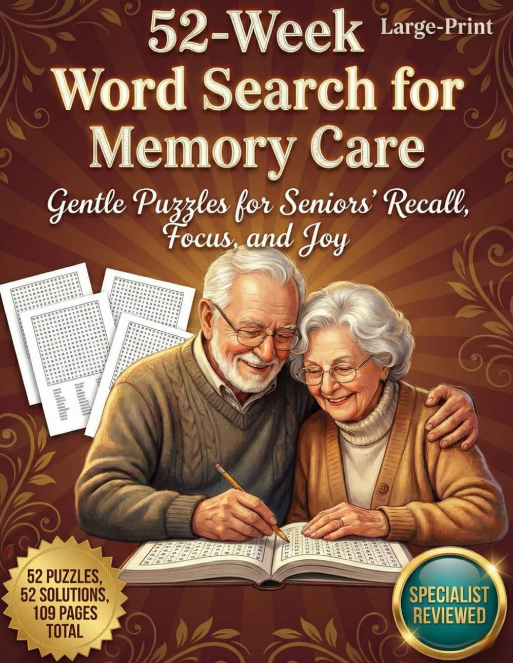 52-Week Large-Print Word Search for Memory Care: Gentle Puzzles for Seniors’ Recall, Focus, and Joy