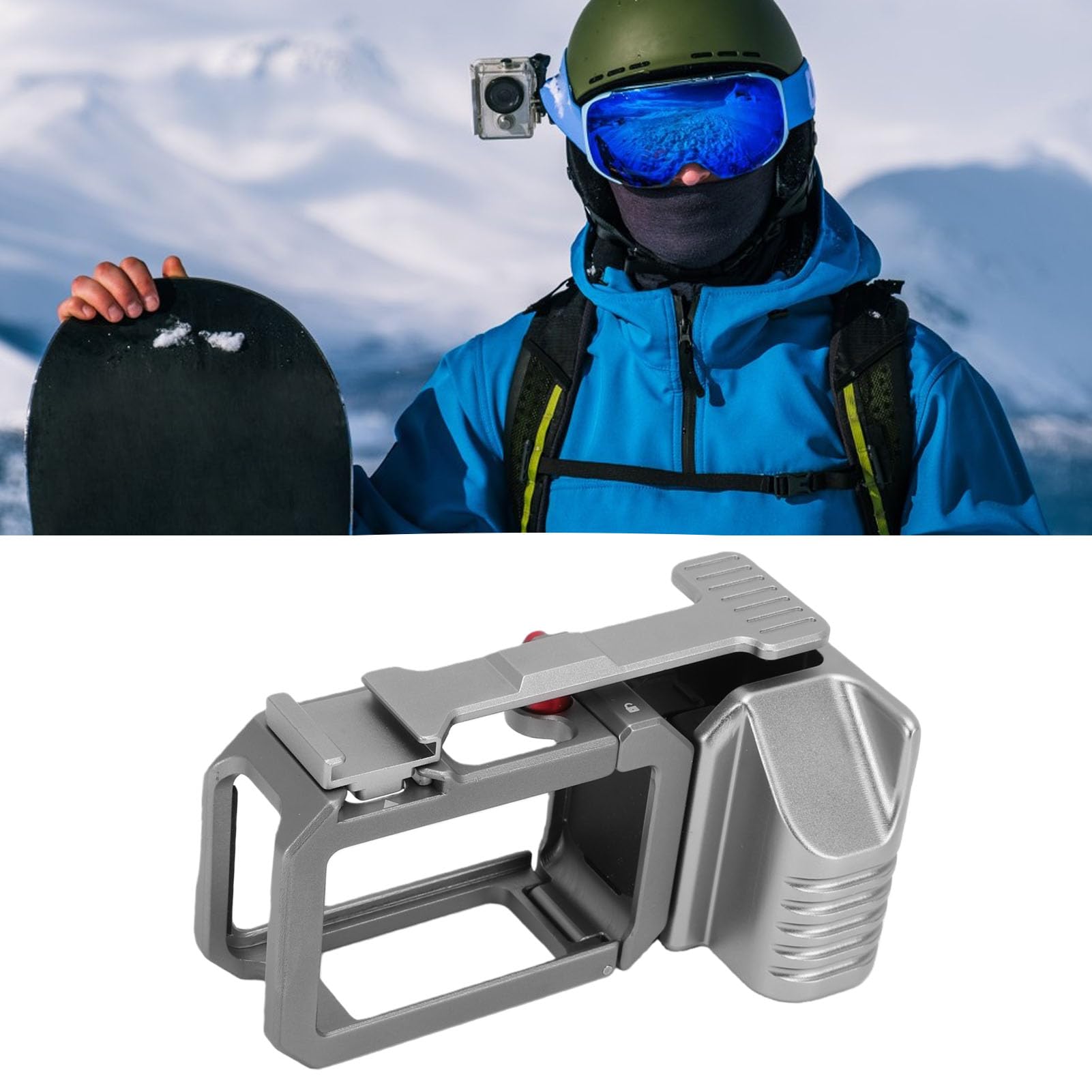Cuifati Kit Impugnatura Fotocamera per Action 4 3 5 Pro con Sgancio Rapido Magnetico Supporto Ergonomico Antiscivolo in Silicone per Slitta Fredda Sostituzione Batteria Modulare