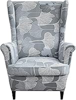 Vista 49 de Eco-Ancheng Funda para silla Wingback, 2 piezas, respaldo de ala, fundas de elastano para sillón con respaldo de ala, fundas para sillón con parte