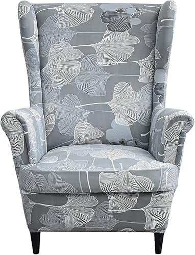 Eco-Ancheng Funda para silla Wingback, 2 piezas, respaldo de ala, fundas de elastano para sillón con respaldo de ala, fundas para sillón con parte