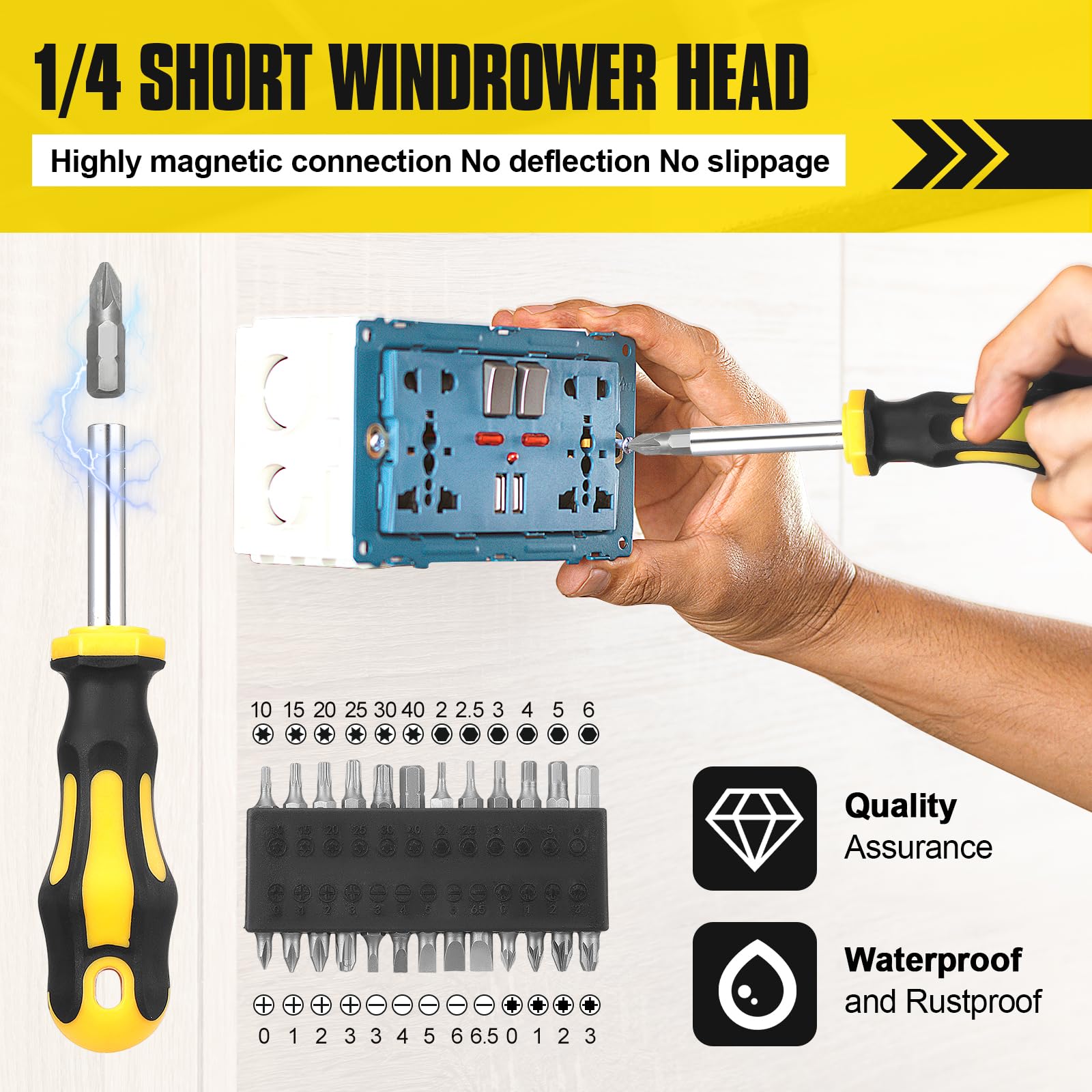 HSEAMALL 42PCS Magnetic Screwdriver Set,Including Slotted, Phillips, Torx, Hex, Square - Image 4