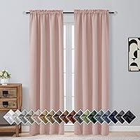 Vista 1 de OVZME Blush Pink Blackout Curtains 2 Panels for Girls Room, Thermal Insulated Room Darkening Curtains for Living Room, Energy Saving Window