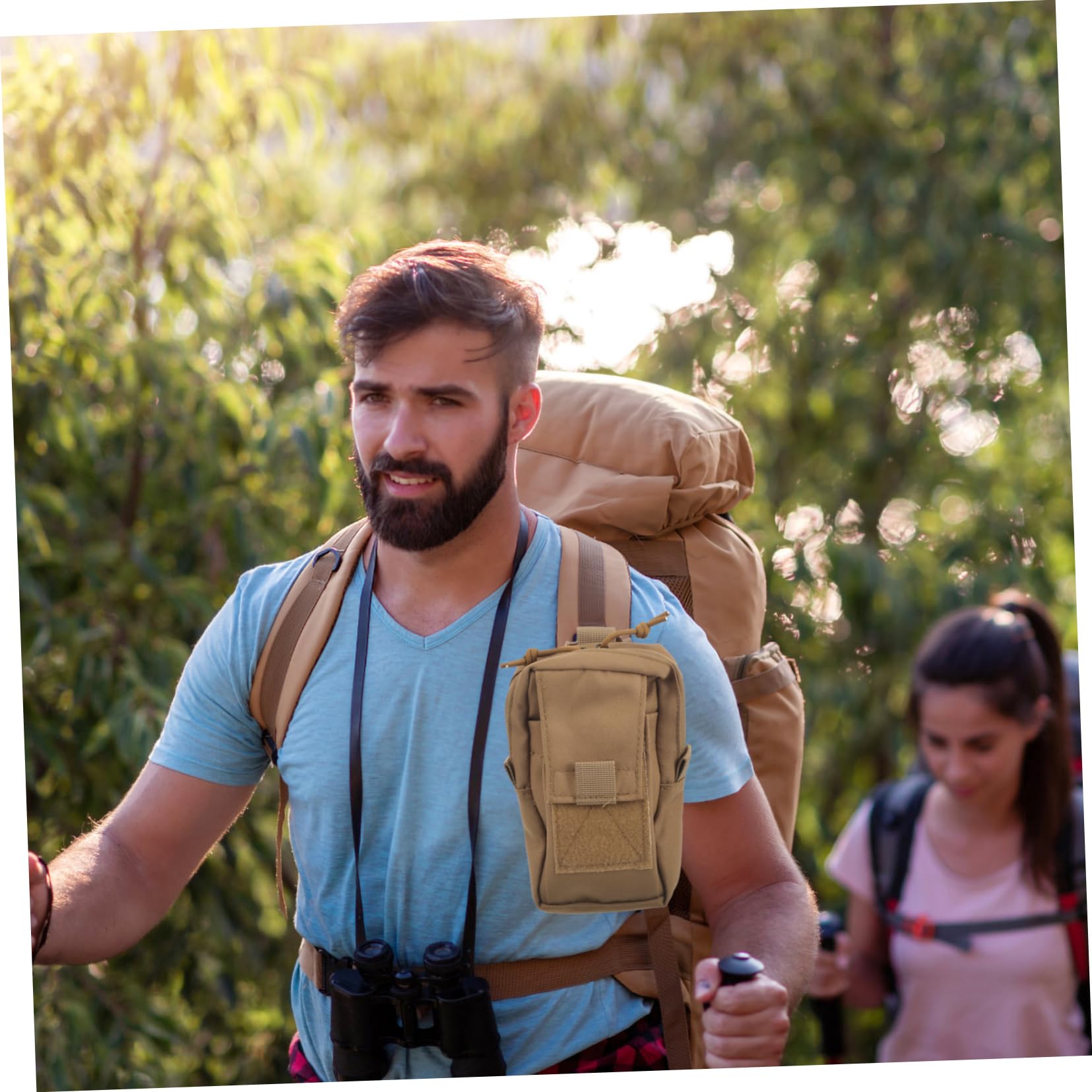 UPKOCH Piccola Borsa appesa per Telefono Borsa di stoccaggio del Telefono Campeggio Custodia con Clip per Cintura Borsa in Vita Multifunzione Panno Oxford Khaki