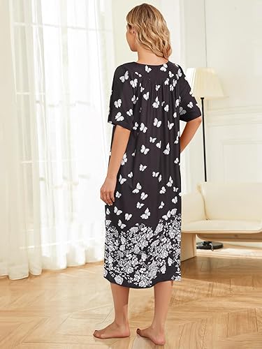 Miniatura 3 de Vestidos de Casa para Mujer con Bolsillos Moo Moo Camisa de Noche Manga Corta Mumu Vestido de Salón S-3XL