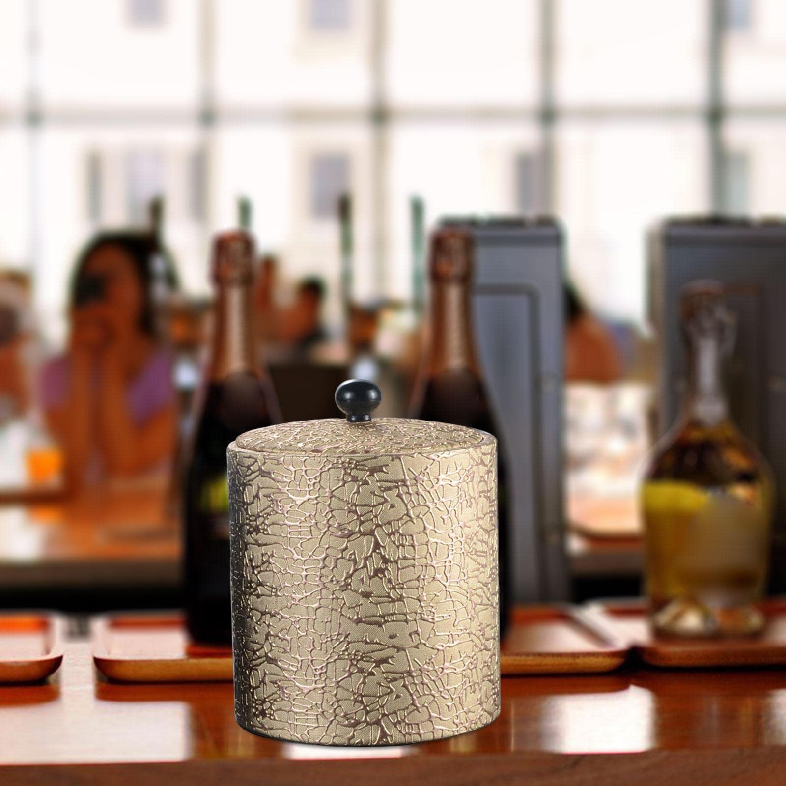 Cubo de Hielo de Acero Inoxidable Doble Pared Balde Aislado con Tapa y Asa Resistente Mantiene Hielo Sólido y Bebidas Frías Adecuado para Barbacoas, Oro, tal como se describe