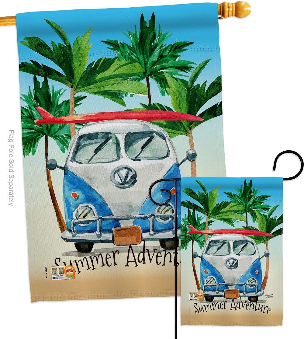 Summer Adventure House Flag Summertime Fun and Sun Beach Pool Luau Tropical Party Season Outdoor Sunny Small Decorative Gift Yard Banner Made In USA 28 X 40