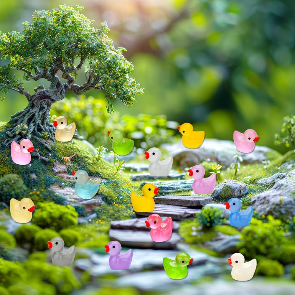100PCS Mini Luminous Resin Animals Mini Ducks,Tiny Resin Animals Miniature Little Small Plastic Ducks Glow in the Dark for Dollhouse Decor Accessories Garden Micro Landscape Aquarium Potted Tiny Homes - Image 3