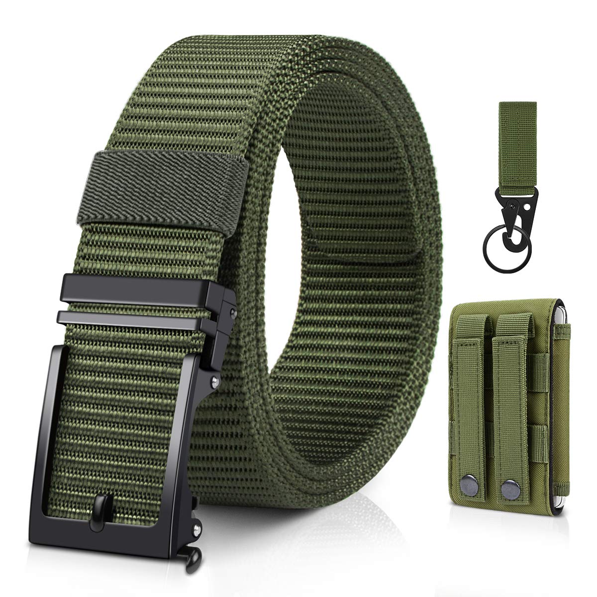 Buy Mens Nylon Ratchet Belt 1.5" bing Belts with Automatic Slide, Gift with Phone Pouch and