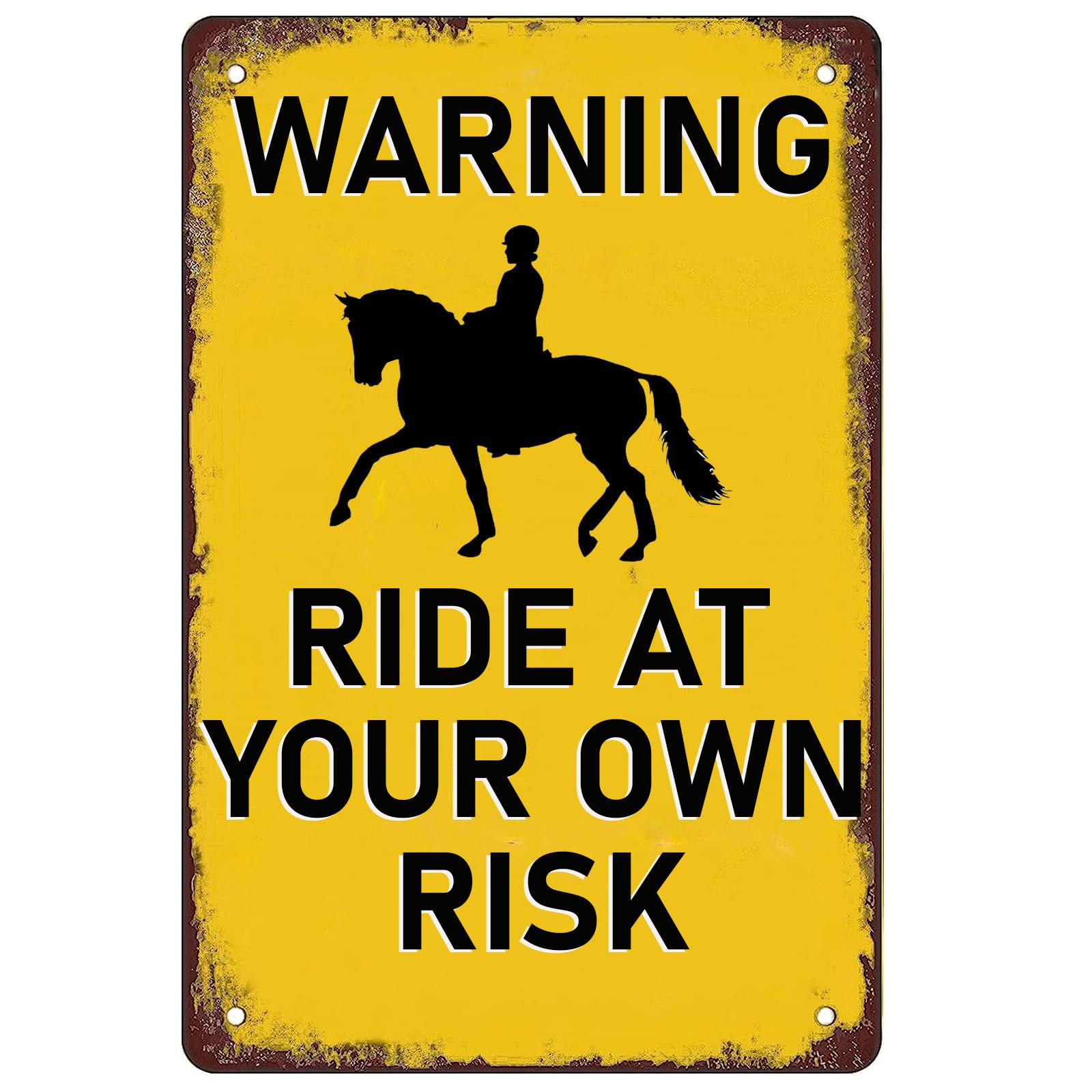 Vintage Metal Sign Warning Ride At Your Own Risk Vintage Cowboy Wall Decor Metal Signs for Home Bars Restaurants Cafes Pubs Gate Art Wall 8x12 Inch