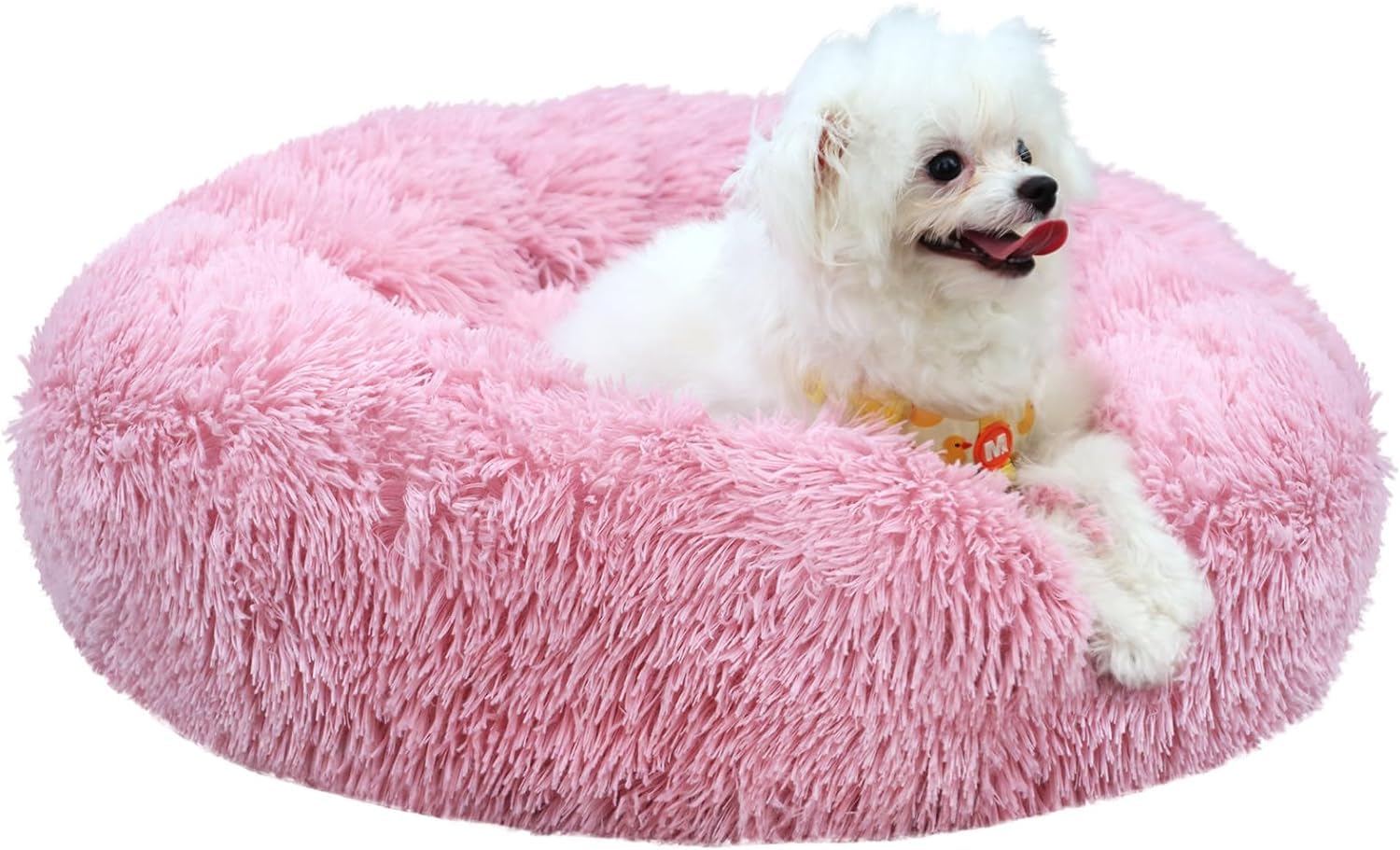 MDDK DY Cuscino per cani, Cuccia Cane interno Morbida Rotonda, Anti-ansia e soffice cuccia gatto, Base Antiscivolo e Lavabile, 50 cm Rosa