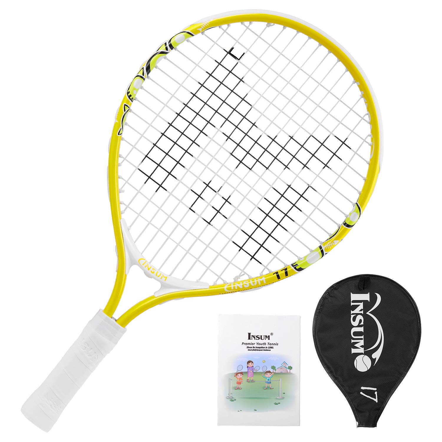 Insum Junior Tennis Racquet 17" Toddlers Starter Kids Racquet for Ages 2-4 with Shoulder Strap Bag and brochure