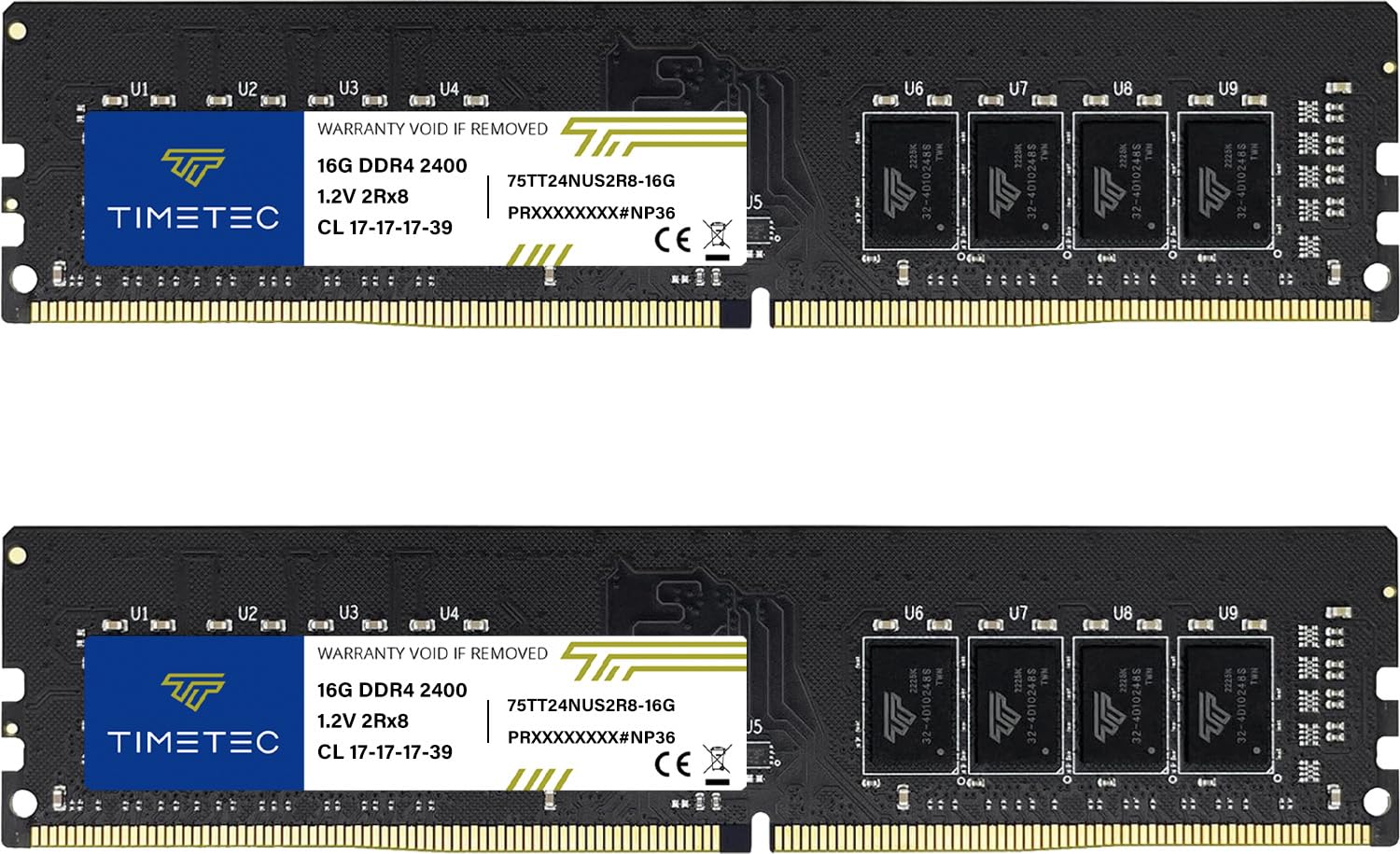 Timetec 32GB KIT (2x16GB) DDR4 2400MHz (PC4-2400T) PC4-19200 UDIMM