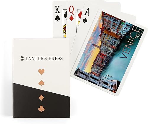 Lantern Press Venecia, Italia, vista al canal (52 cartas de juego, baraja de cartas de tamaño póquer con comodines)