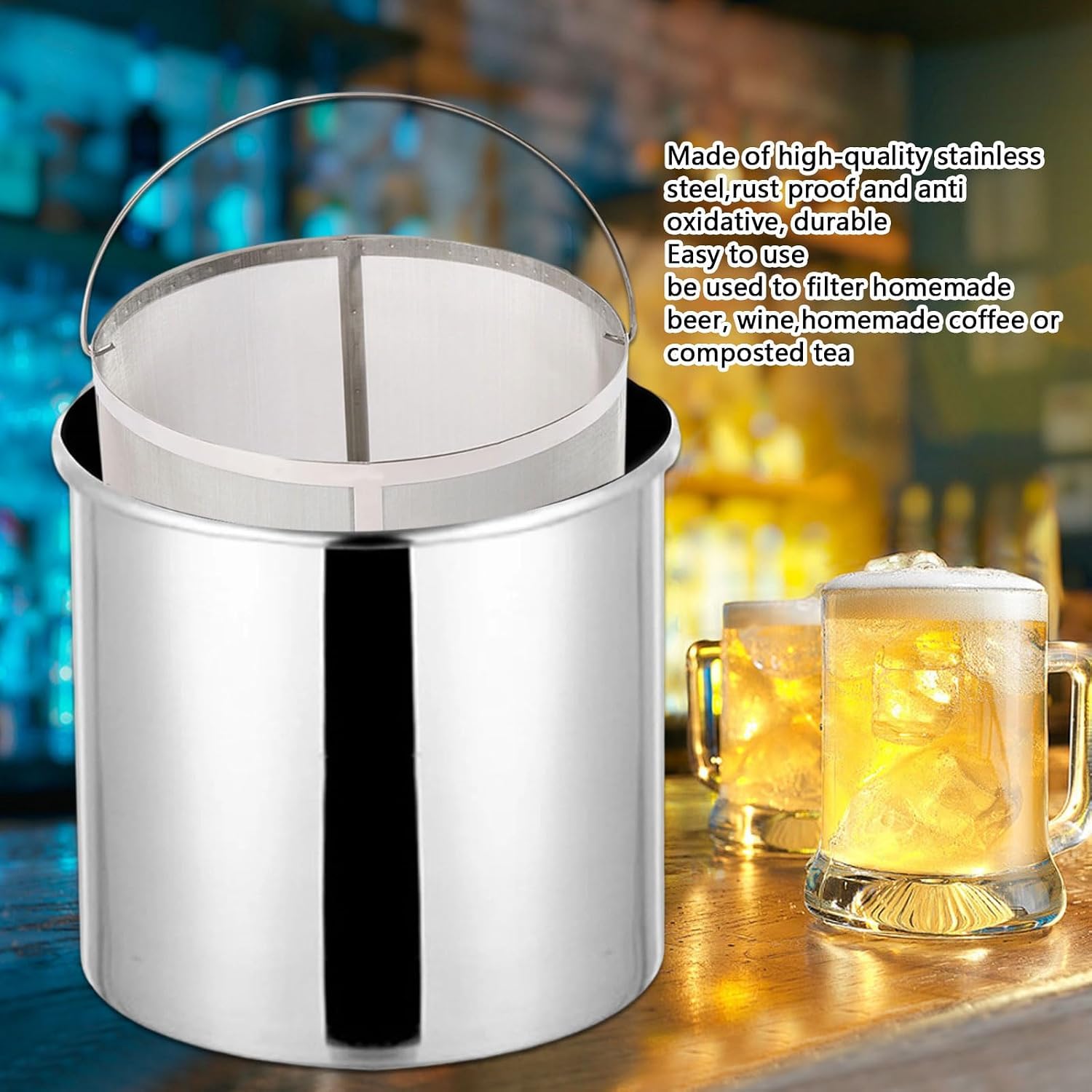Wein- Und Bier-trockenhopfenfilter, 300 Mikron, Edelstahl 304, Für Selbstgebrautes Wein, Bier Und Tee (kesselbrühfilter) 33 * 33cm