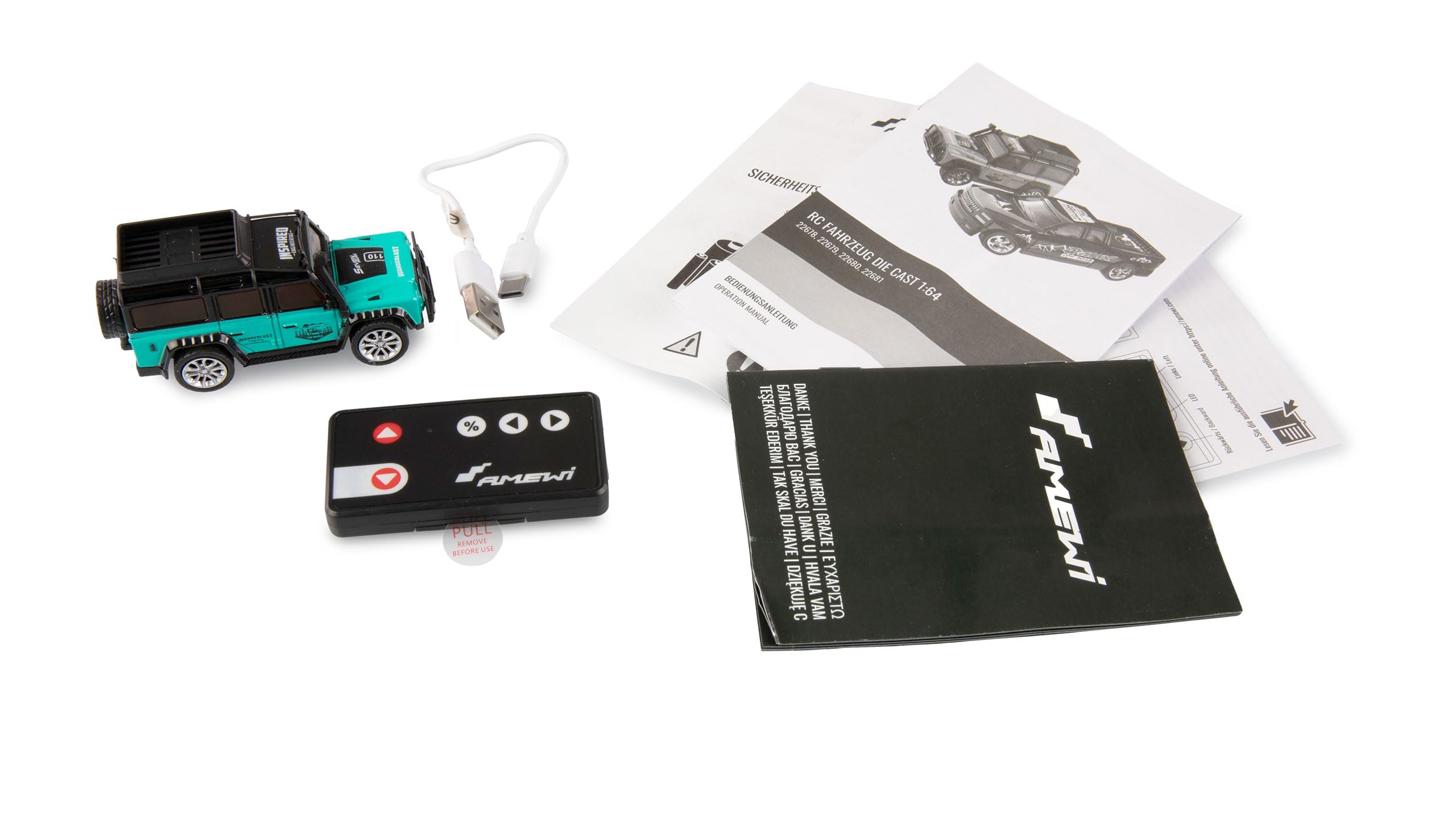 Amewi RC samochód terenowy Die Cast zdalnie sterowany 1:64 RTR Petrol