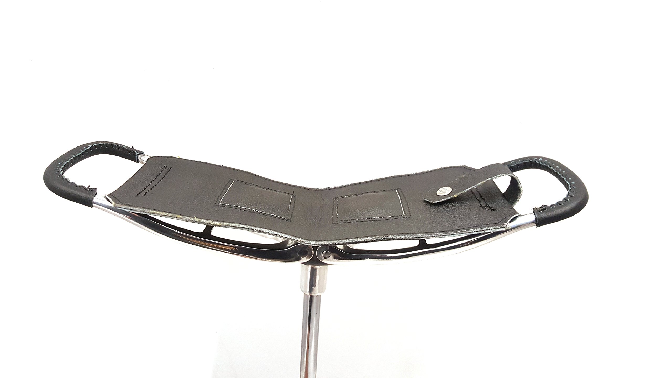 Bastón negro de calidad, asiento de caza, silla de caza, 5 posiciones de altura, asas y eje de cuero, altura máxima de 34 pulgadas, capacidad de peso de 100 kg