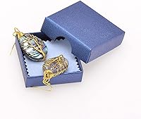 Vista 6 de Pendientes colgantes de concha de abulón en forma de lágrima para mujer Alambre amarillo