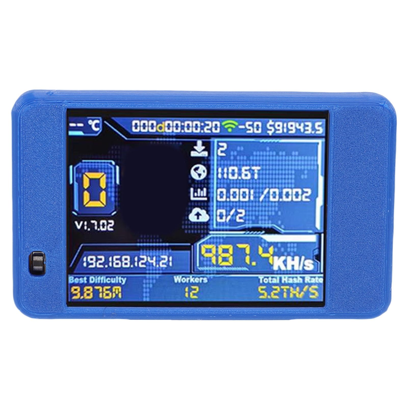 Sxhlseller Bitcoin Mining 2,8-calowy Ekran, NM Mining dla Komputerowych Nerdów, moduł Hashrate 1060 KH/s, Połączenie Wi-Fi, Tryb Losowej Loterii BTC Mining, Obsługa ESP32 (BLUE)