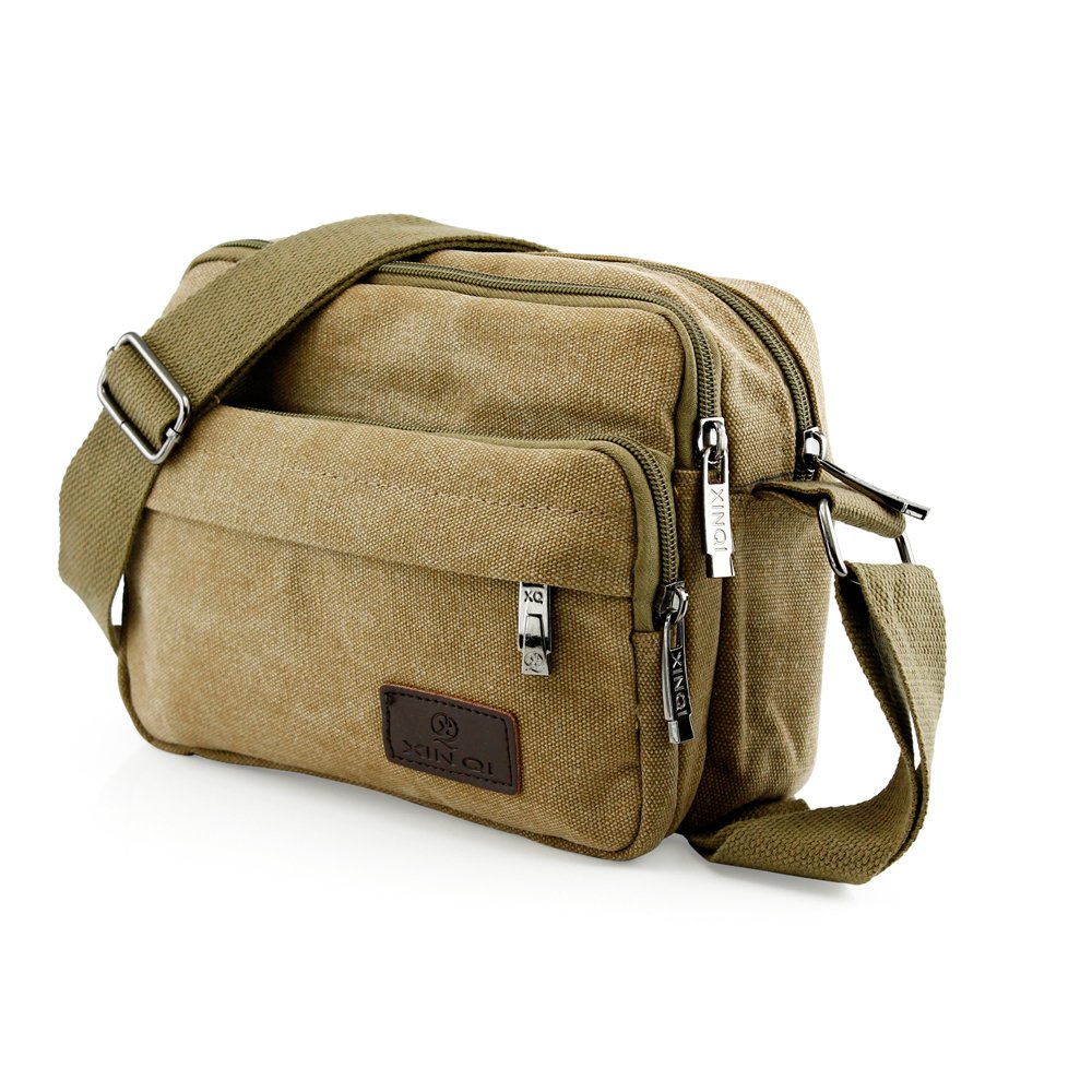 GEARONICTM Men Vintage Crossbody Canvas Messenger Shoulder Bag Hiking Military Travel Satchel