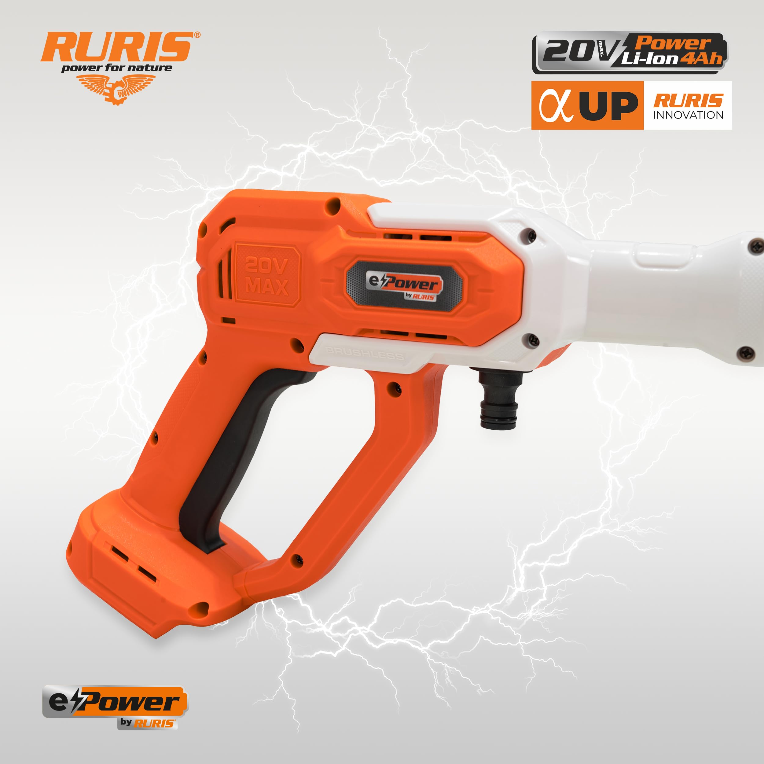 RURIS 8024e Bezprzewodowa myjka wysokociśnieniowa 20V 4Ah 30 Bar 5 l/min