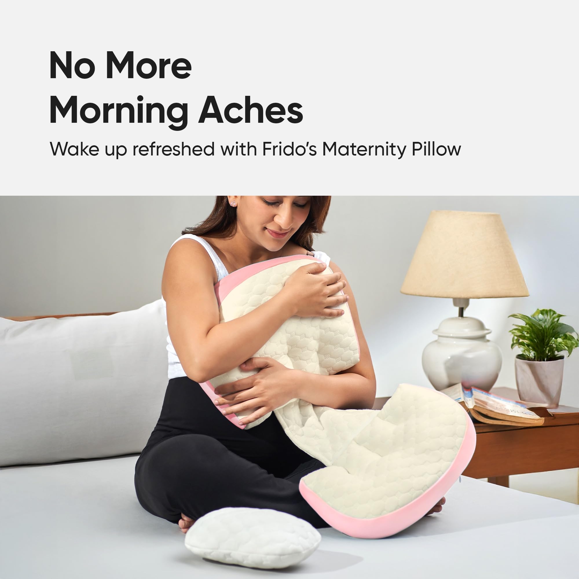 Frido Maternity Pillow | Dual Pregnancy Wedge Pillows for Back & Belly Support | Adjustable Butterfly Design | Travel-Friendly Pregnancy Pillow | Hypoallergenic Organic Cotton Cover, Baby Pink Product Image 4