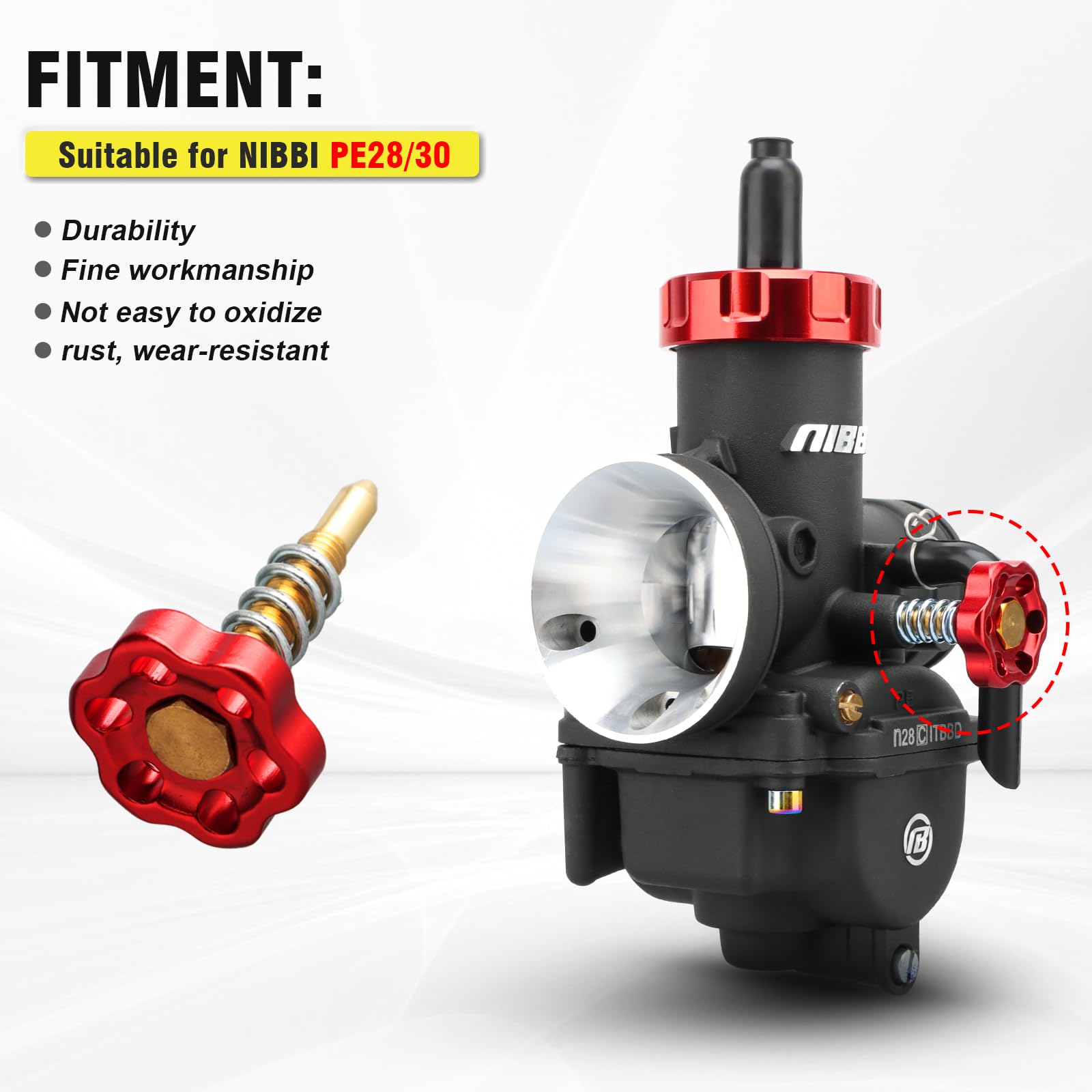 NIBBI Carburatore a vite di regolazione al minimo (PE24 mm/26 mm) (PE28/30)