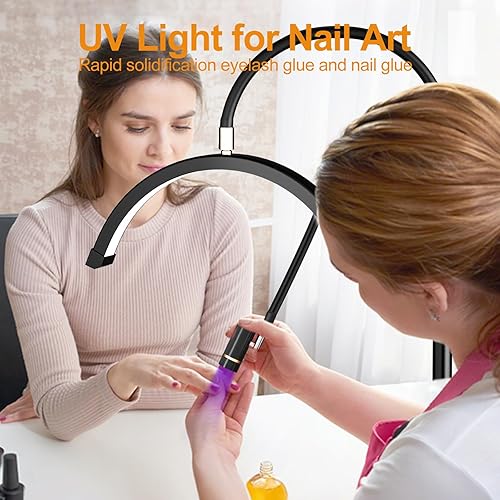 Miniatura 7 de Lámpara de pestañas de media luna para tecnología de pestañas con 3 temperaturas de color, lámpara de pestañas UV, luz LED de pestañas para