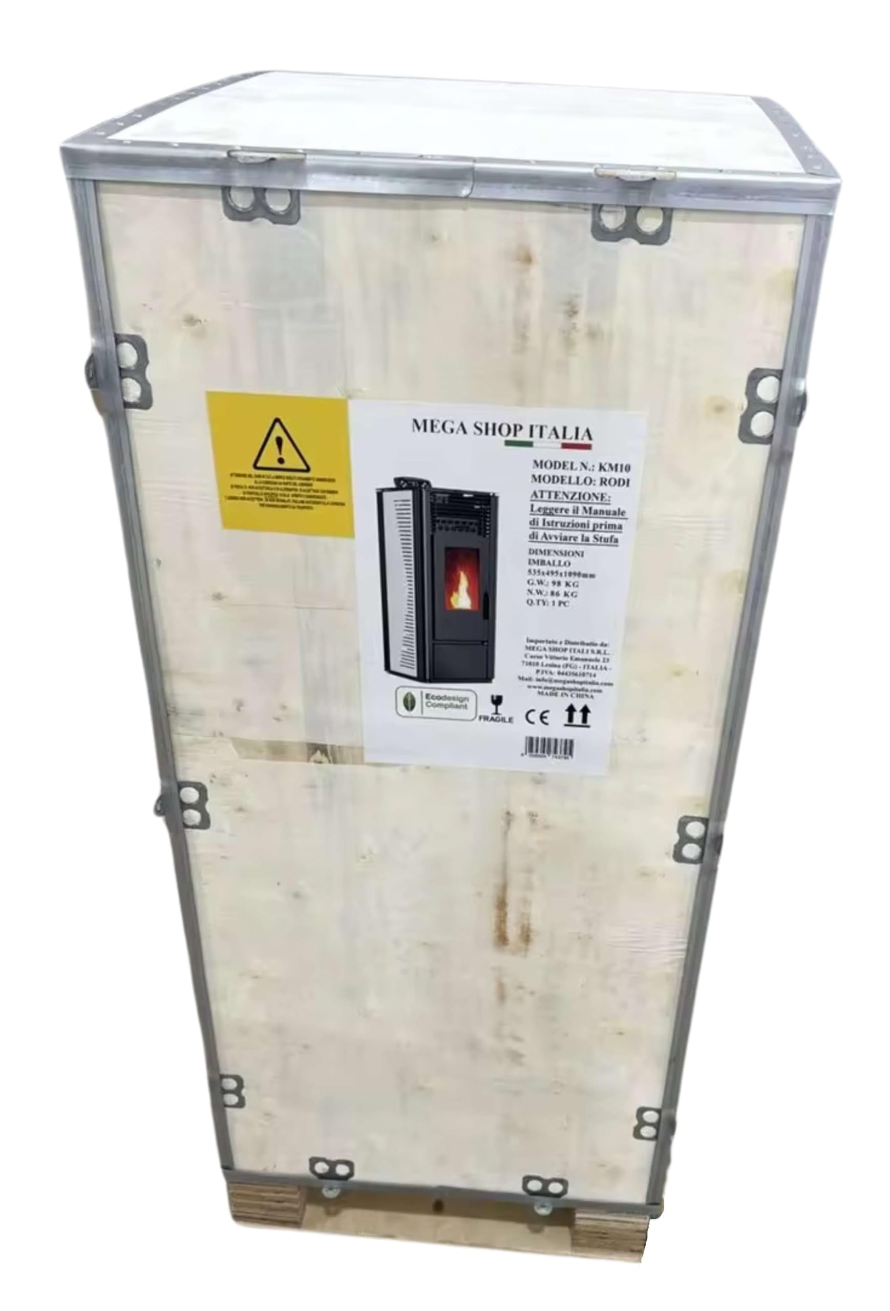 Stufa a Pellet 10kW ad Aria Ventilata Rodi Riscaldamento Alta Efficienza 100mq (Bianco)