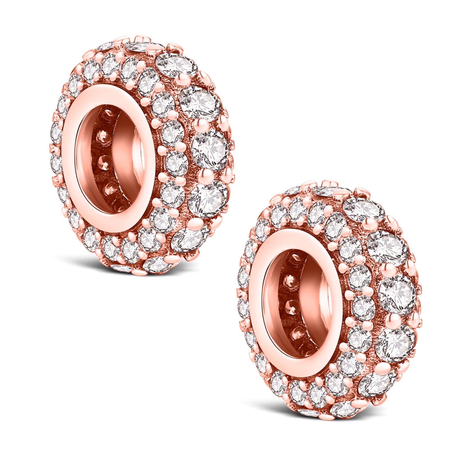 KEQ Breloque à clip en argent sterling 925 avec zircone cubique 5A pour bracelet et collier - Cadeau de Noël, fête des mères pour femme