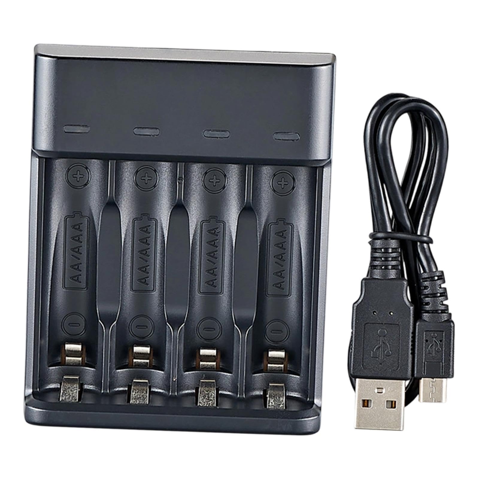 Cargador de batería USB de 4 ranuras para baterías recargables AA AAA