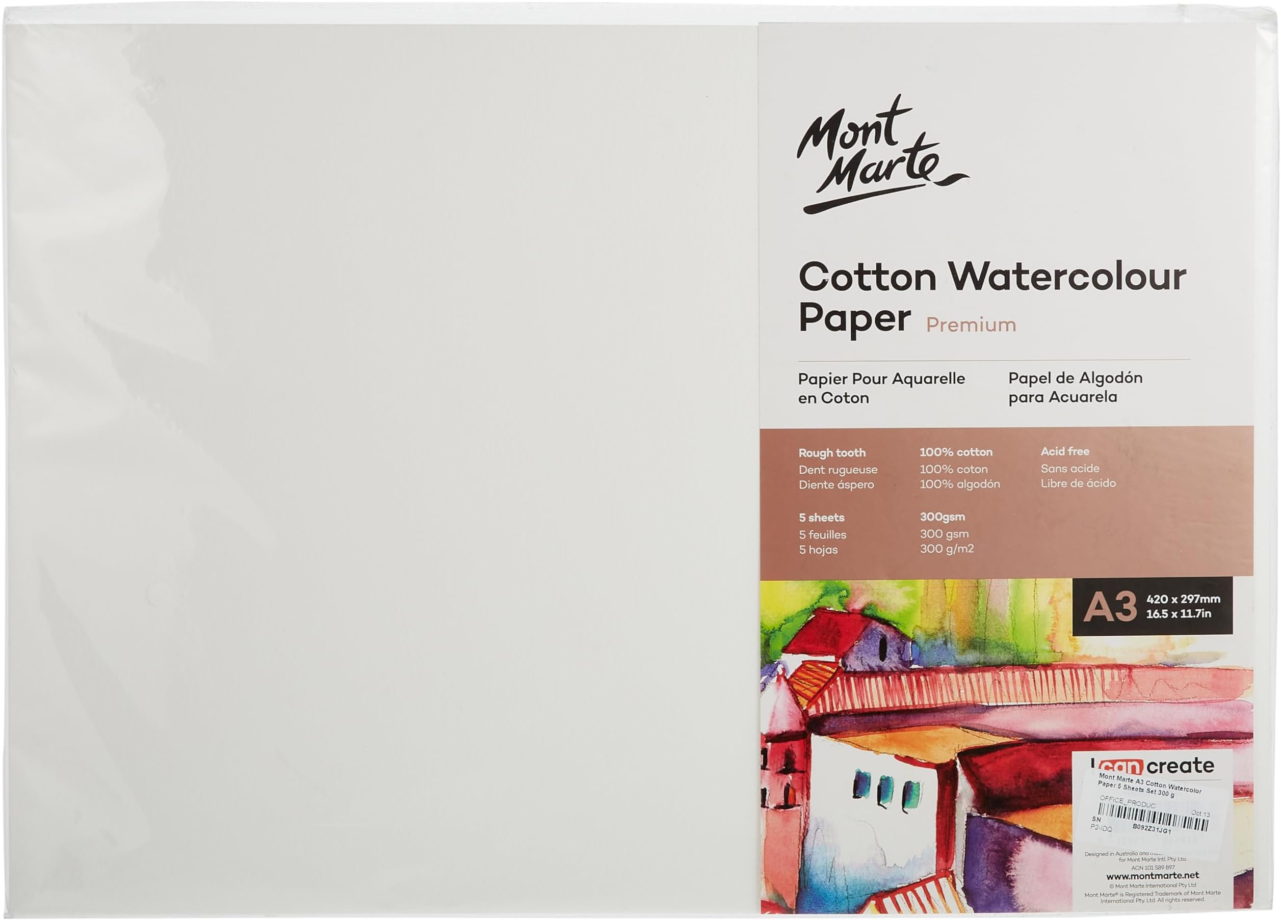 A3 Cotton Watercolor Paper 5 Sheets Set 300 g