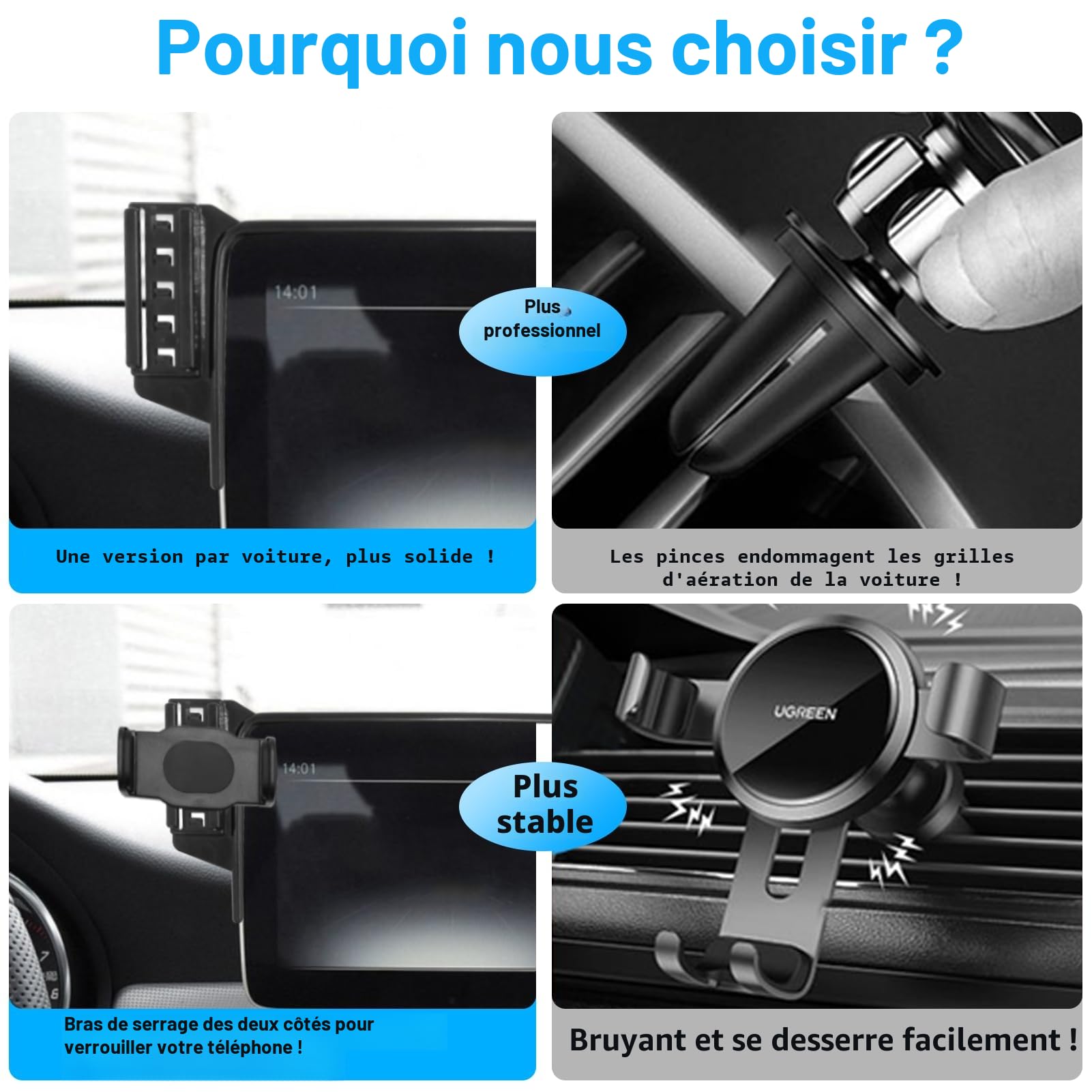 TTCR-II Compatible avec Mercedes Benz CLA/GLA Support de Téléphone Voiture | Support Phone Rotatif à 360°Adapté pour CLA/GLA 2016-2019, Porte Smartphone Convient pour Taille D'écran de 20,32CM