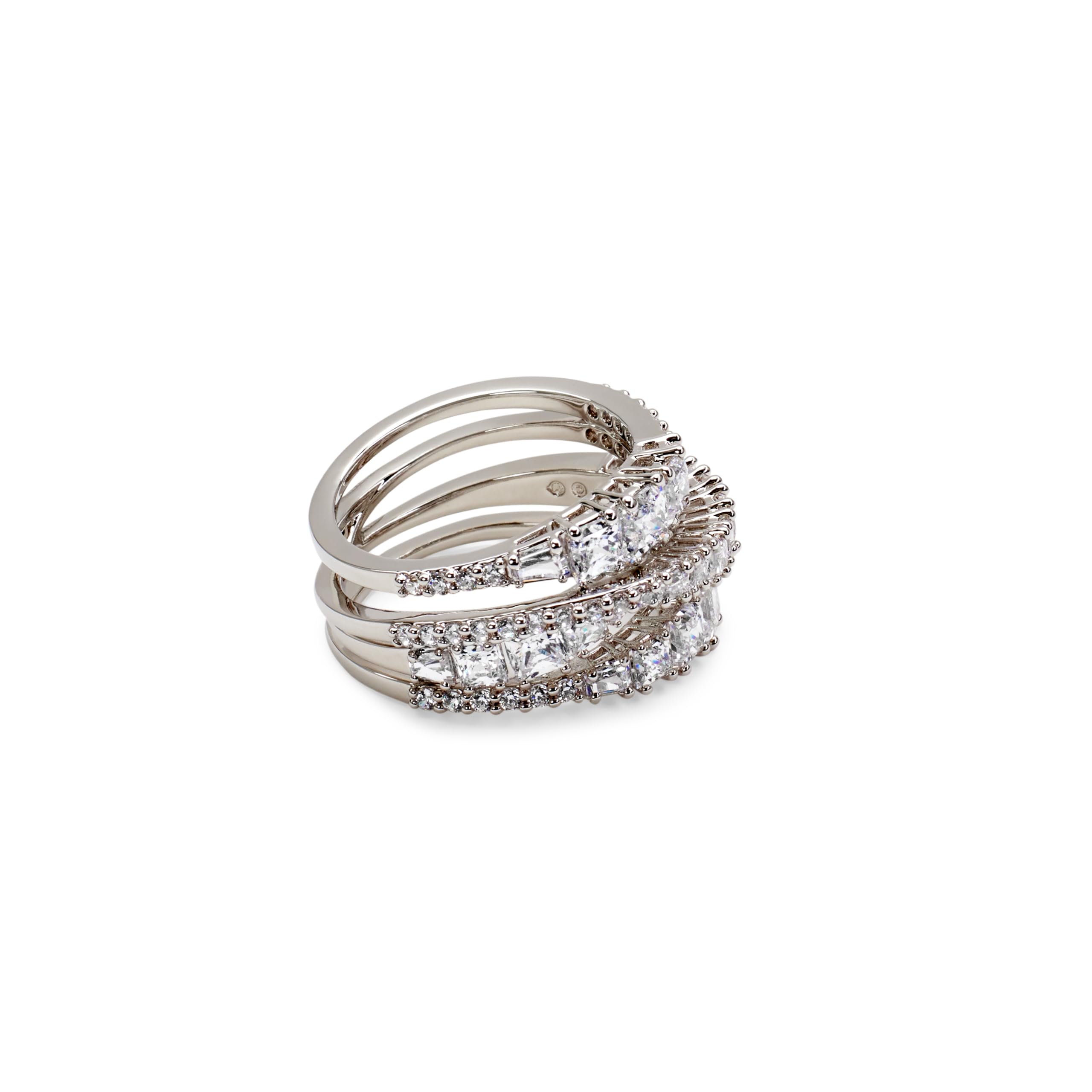Swarovski Hyperbola Ring  Mixed Cuts  White  Rhodium Plated