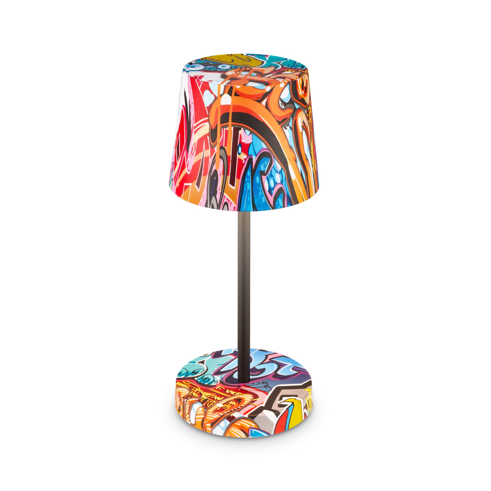 BRILONER - Lampada da tavolo a LED senza fili IP44 con touch, dimmerabile a passi, resistente agli spruzzi, lampada da comodino, lampada da lettura, lampada a LED, 26x10,5 cm, motivo graffiti