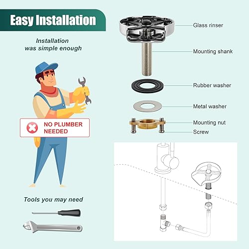 Miniatura 2 de Grifo para fregadero de cocina, enjuague de vidrio, enjuague automático de acero inoxidable para lavabos de botellas, accesorios de fregadero para
