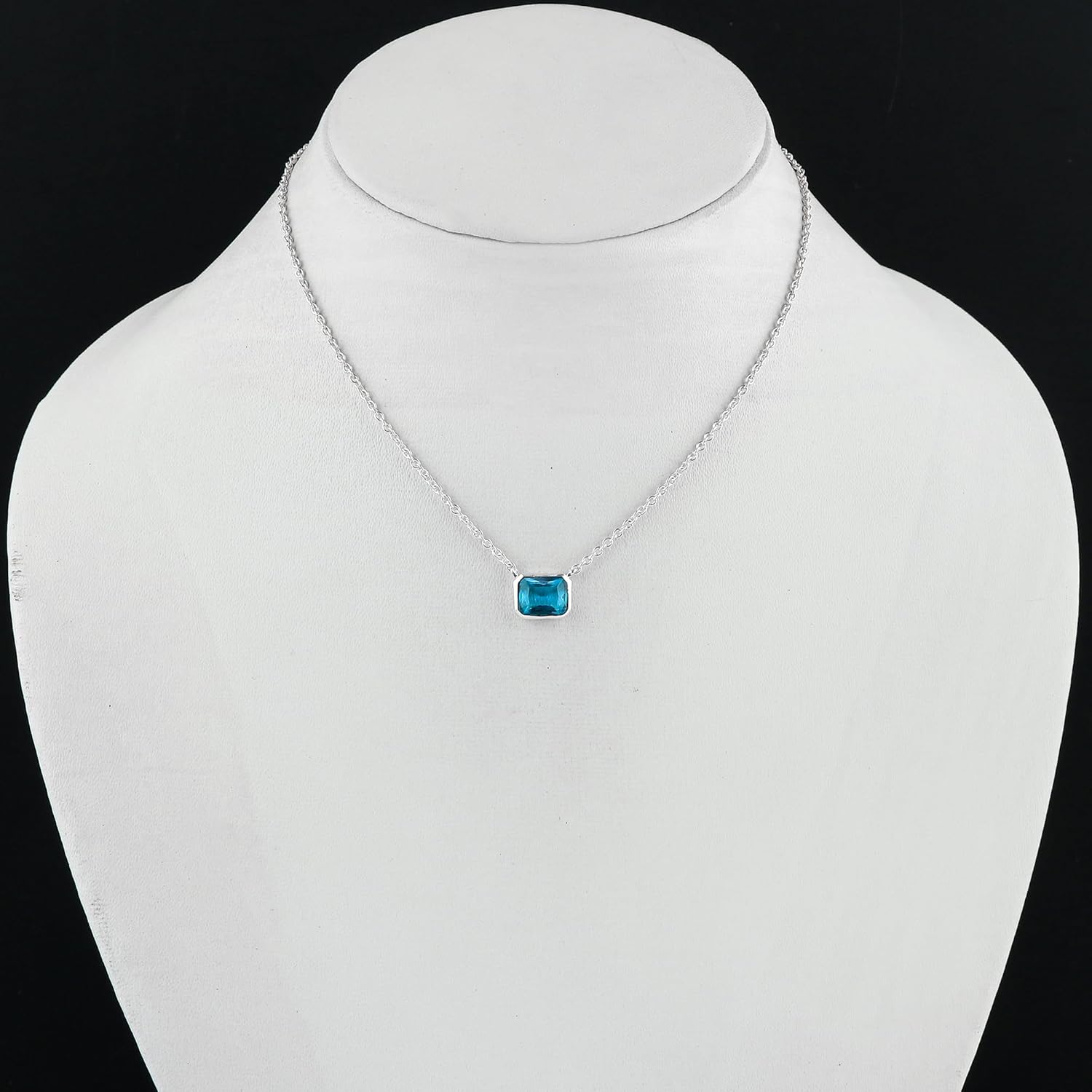 Silver Plated Crystal Pendant Necklace for Women | Rectangular Stone on Elegant Chain | Minimalist Party & Daily Wear Jewelry Gift | Adjustable Chain 16+2 Inch - Image 4
