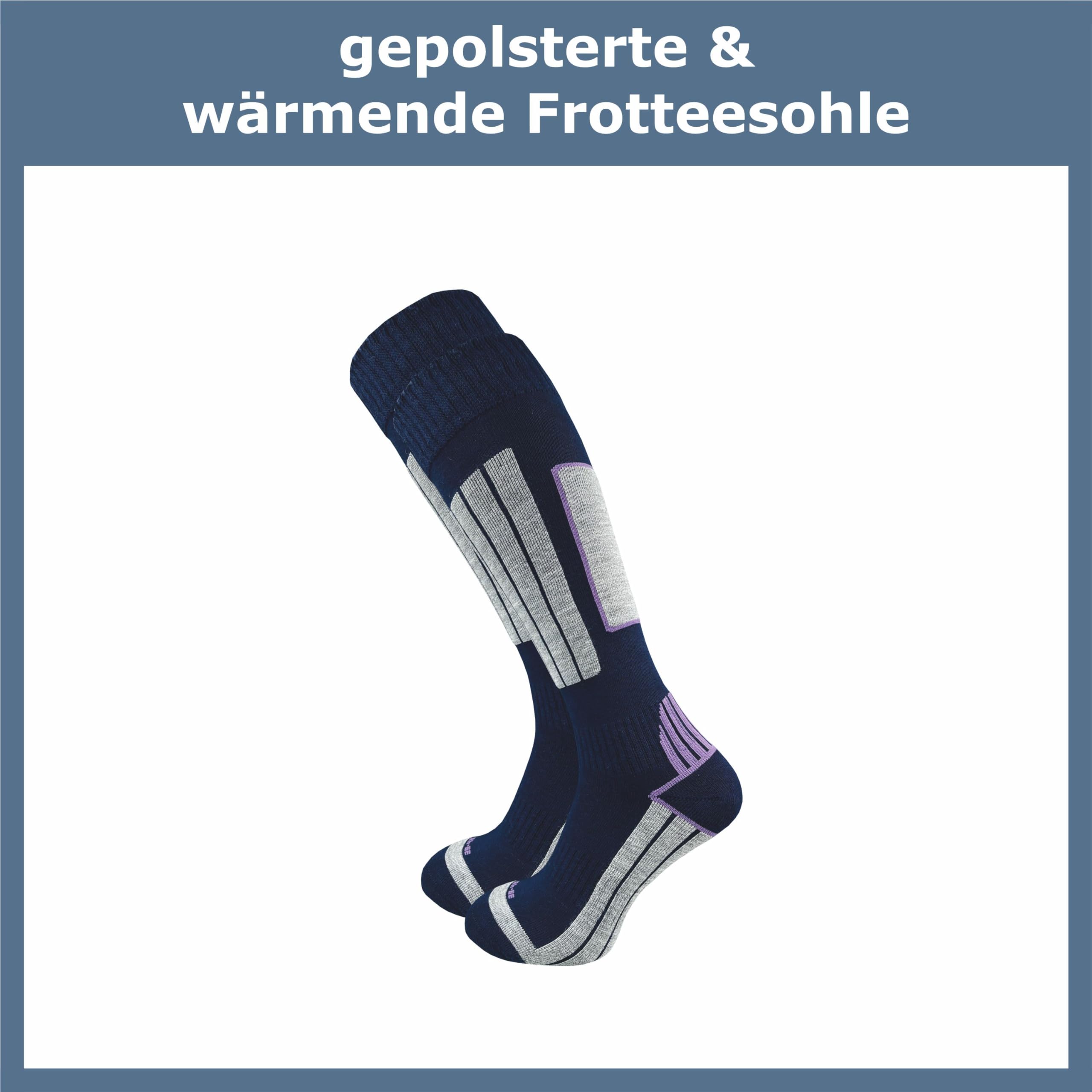GAWILO Calcetines de esquí para mujer con acolchado (4 unidades, 20% lana cálida)