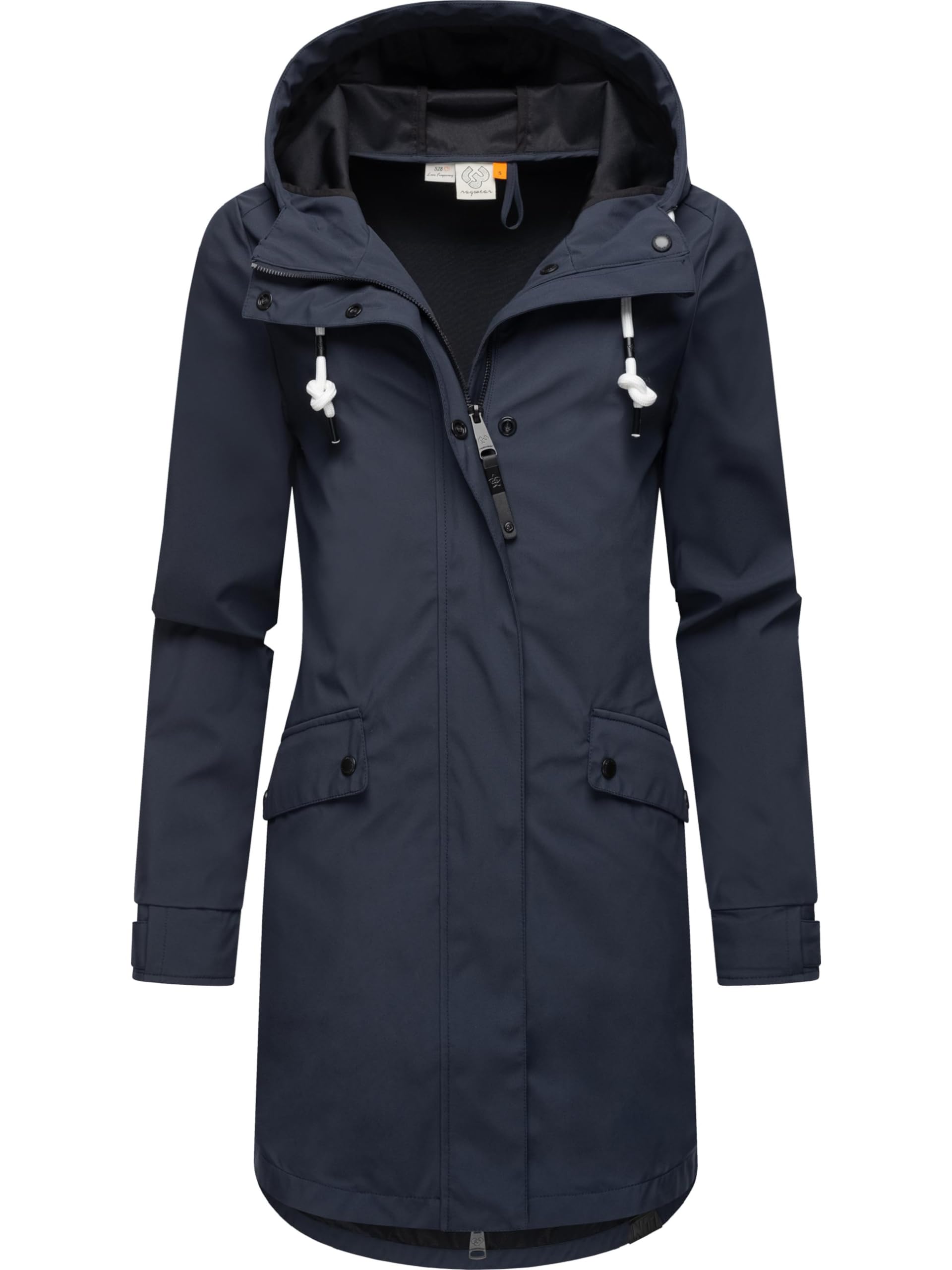 Ragwear Lange Damen Übergangsjacke wasserdichter (Wassersäule: 11.000mm) und atmungsaktiver Softshellmantel mit Kapuze Tinsley Shell YOUMODO XS-XXL