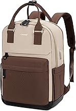 LOVEVOOK Sac a Dos Femme, 15.6 Pouces Sac à Dos Ordinateur Portable Voyage, Sac Travail Antivol pour Ordi Pc Etanche, Travel Backpack Pakkable pour Voyage College Loisir Travail Affaire École Marron