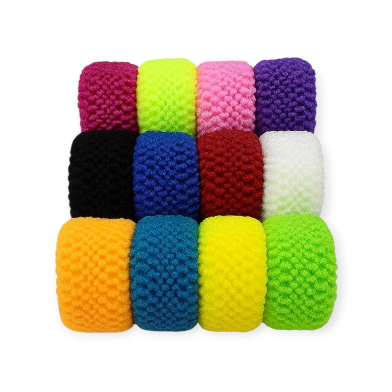 (Pack of 12) Large Thick Hair Rubber Bands for Women & Girls | Premium Black Cotton Wool Hair Ties | Strong & Stretchable Ponytail Holders for Thick & Thin Hair | Durable Elastic Hair Bands | Perfect Daily Hair Accessory (12 Difrent Color)-image-17